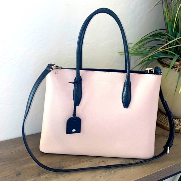 kate spade Handbags - “HOST PICK” Kate Spade Eva Blush & Black Saffiano Leather Tote Satchel EUC